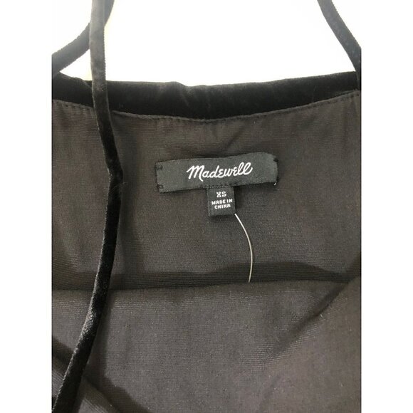 Madewell Women's Ruffle Velvet Mini Dress Size XS Black $145 - Picture 9 of 12